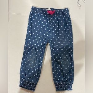 Children’s place toddler girl chambray heart pattern elastic waist denim 2t